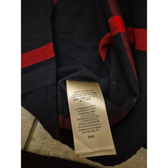 Burberry London England Men's Check Cotton Shirt Long Sleeves Black Red Gray - Picture 9 of 13